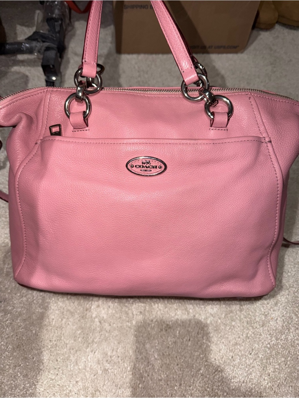 Coach Pink Leather Satchel two way